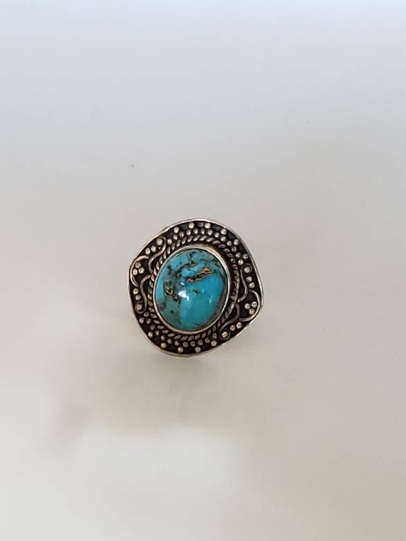 Turquoise Sterling Silver Ring / Sterling Silver T