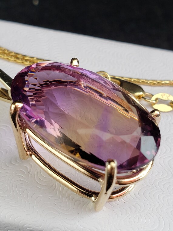 Ametrine 14k Gold Pendant / Yellow Gold / Basket … - image 3