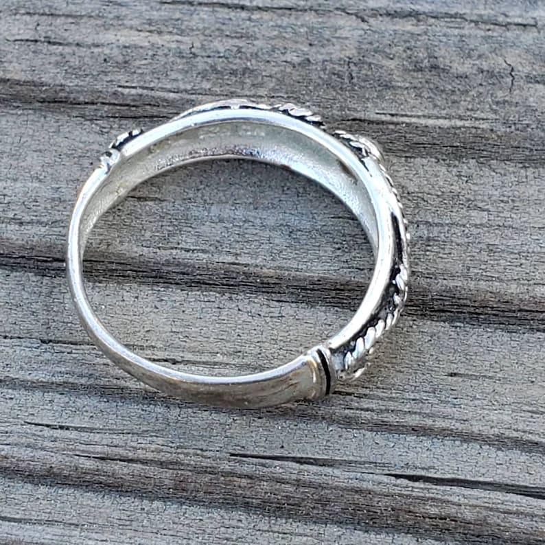 Sterling Silver Glass Stone Ring / Sterling Silver Band With Etsy