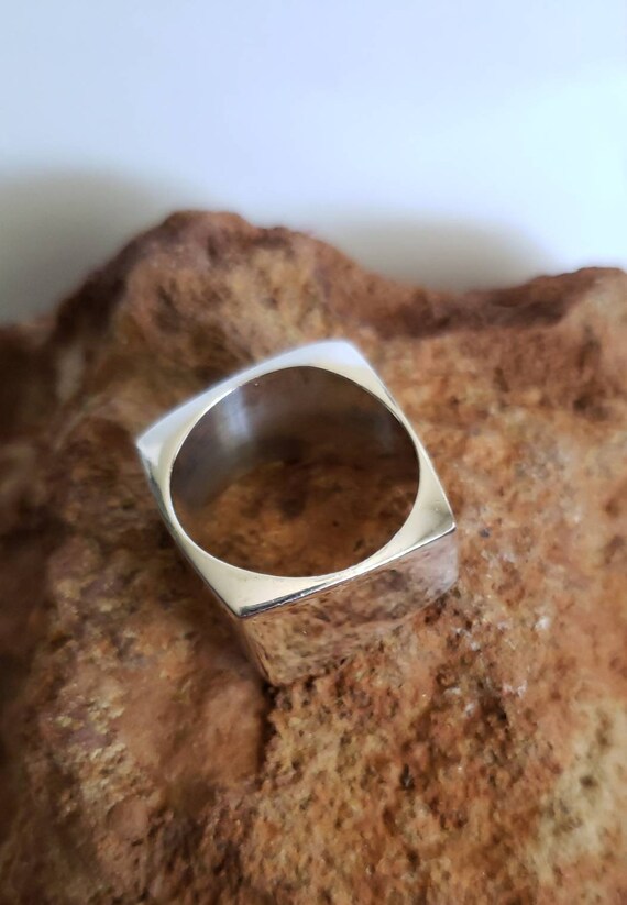 Modern Square Sterling Silver Ring / Abstract Sterlin… - Gem