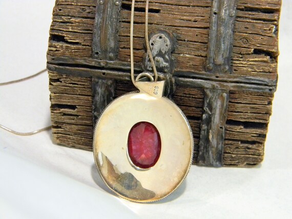 Vintage Stauer Ruby Sterling Silver Necklace / La… - image 6