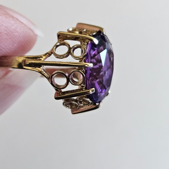 Antique 8K Yellow Gold Amethyst Ring, Size 7.5 – … - image 4
