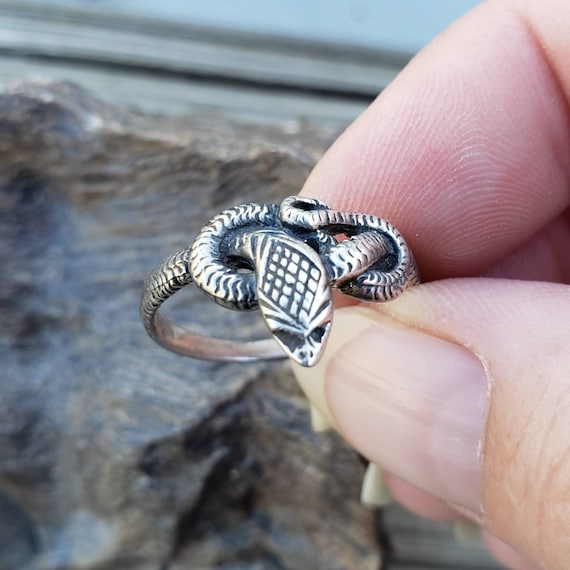 Snake Ring Sterling Silver / 925 Snake Ring / Coi… - image 2