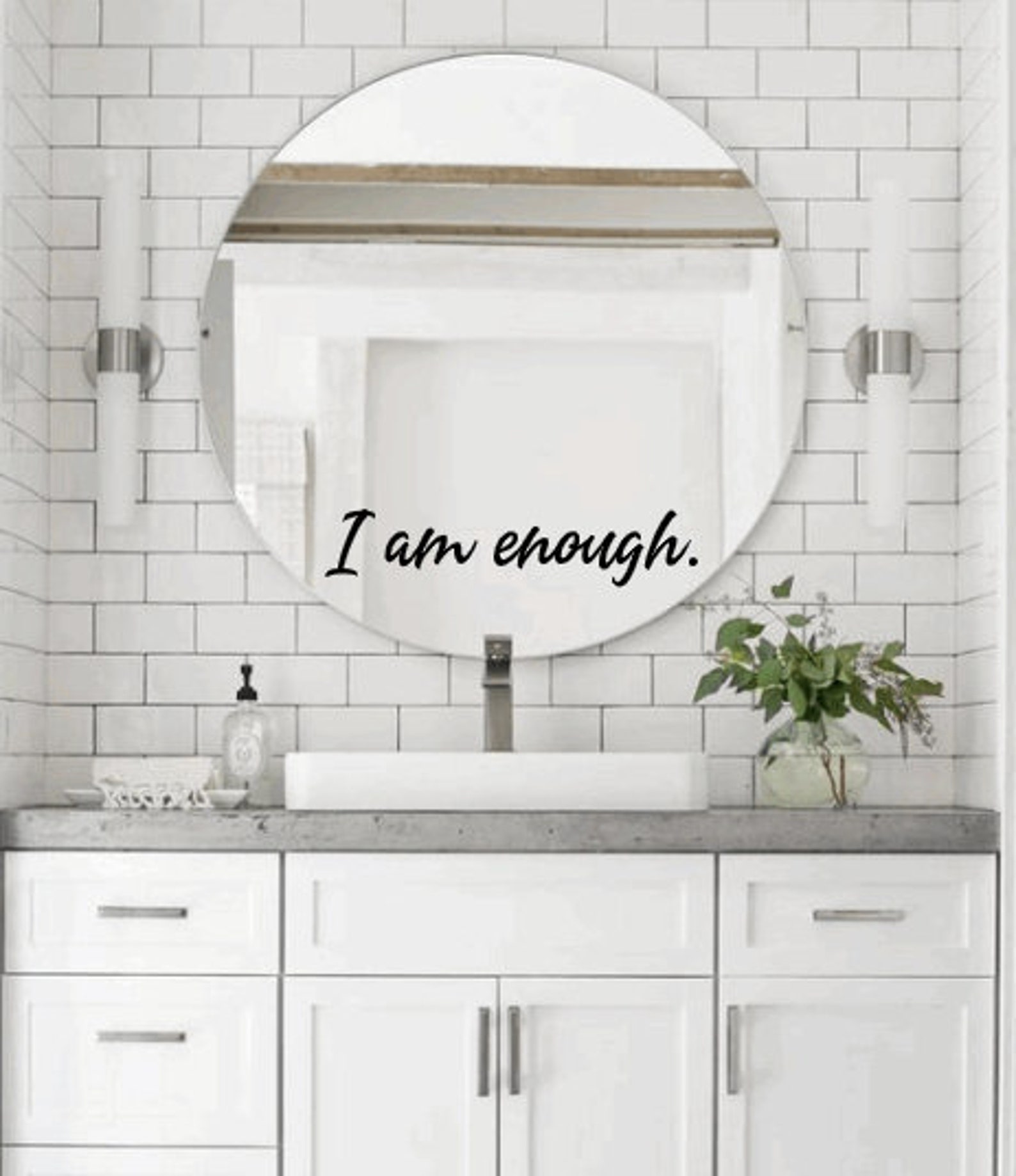 INSPIRATIONAL Bathroom Mirror Decal I Am Enough Etsy