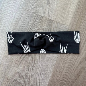 Skeleton Hand Print Crisscross Soft Stretchy Headband - Adult Headband, Turban Headband, Halloween Headband