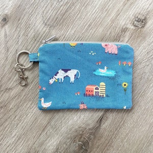 Farm Print Mini Zipper Wallet: Keychain Travel Pouch