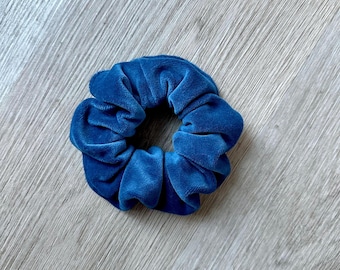 Sapphire Blue Velour Scrunchie - Gem Tones, Velvet, Hair tie, Soft Scrunchie, 90’s Style