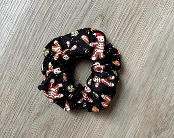 Gingerbread Man Skeleton Scrunchie - Christmas, Spooky Christmas, Hair tie, Printed Scrunchie, 90’s Style, Hair Accessories