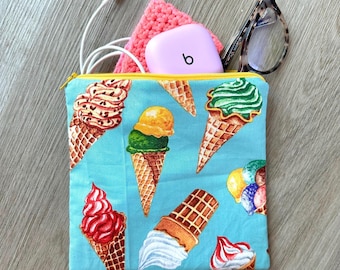 Ice Cream Print Zipper Pouch: Medium Accessory Bag