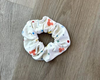 Polka Dot Mouse Print Soft Scrunchie - Hair tie, Printed Scrunchie, Fandom, Theme Park