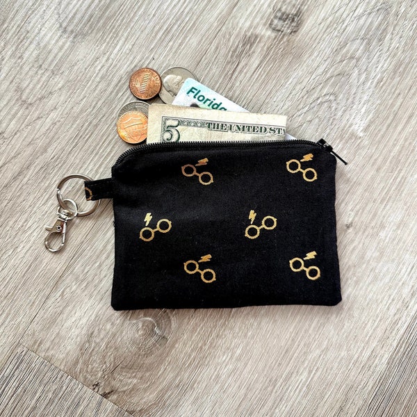 Harry Potter Mini Zipper Wallet - Small Zipper Pouch, Keychain Wallet, Travel Wallet