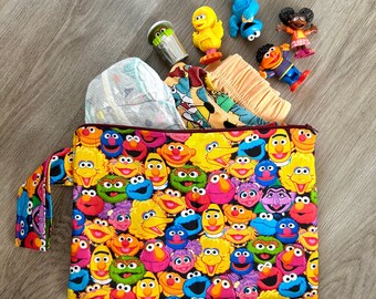 Sesame Street Print Large Wet Bag - Swim Bag, Travel Pouch, Diaper Bag