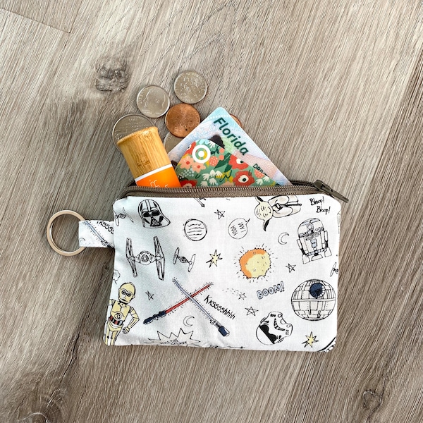 Star Wars Mini Zipper Wallet - Droids Small Zipper Pouch, Keychain Wallet, Travel Wallet