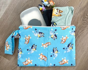 Bluey and Bingo Print Large Wet Bag - Swim Bag, Travel Pouch, Diaper Bag