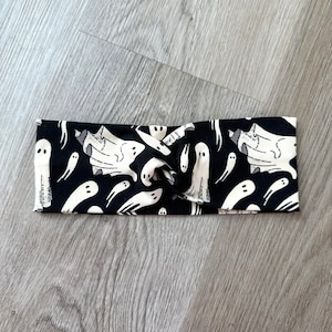 Halloween Ghost Print Crisscross Soft Stretchy Headband - Adult Headband, Turban Headband, Halloween Headband