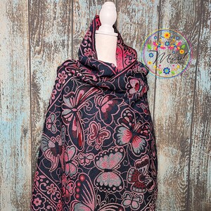 Butterfly Mexican Woven Shawl/Wrap-Rebozo Mariposa Mexicano Telar