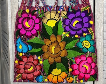 Embroidered Mexican Loom Bag- Bolsa de Telar con Bordado, Shoulder bag,