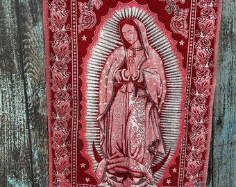 Rebozo Virgen de Guadalupe-Virgen de Guadalupe Shawl/Wrap-Our Lady of Guadalupe, Gold threading though out