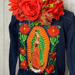 Virgen de guadalupe jean jacket discount