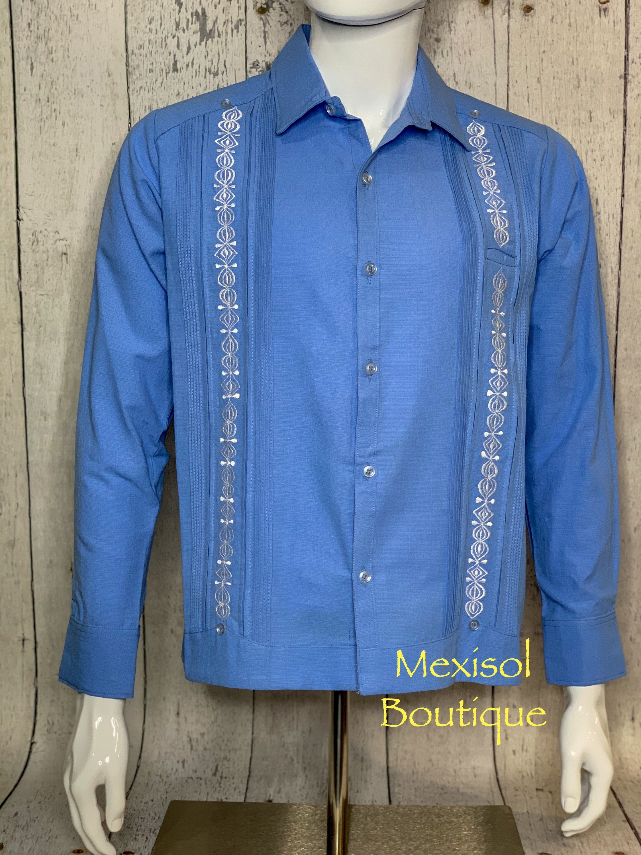 capital agua monitor Mens Linen Long Sleeve Embroidered Guayabera Guayabera - Etsy