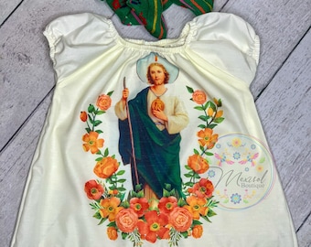 Saint Jude Little Girl Dress with Headwrap