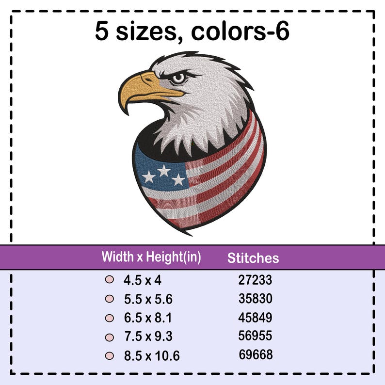 American Eagle Flag Embroidery Design, Patriotic Bald Eagle Head ...