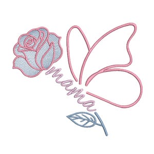 Mama Floral Embroidery Design: Rose Butterfly (Digital Download)