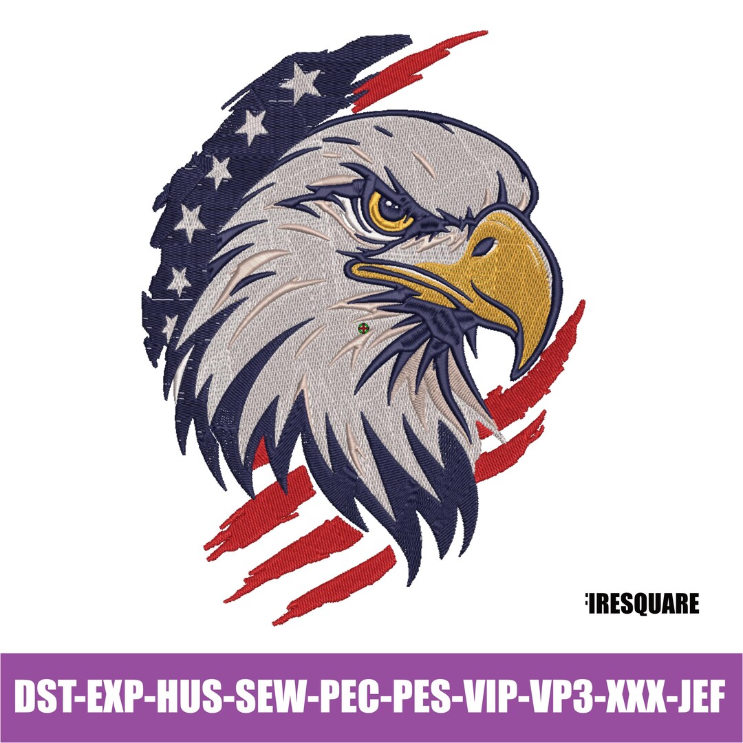 Bald Eagle Embroidery Design, American Flag Patriotic Digital File, USA ...