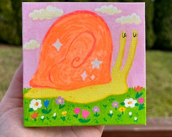 Peaceful Snail 4x4 Canvas Painting