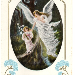 carte de salutation vintage.  1910, Guardian Angel, Swanscombe, Kent Royaume-Uni