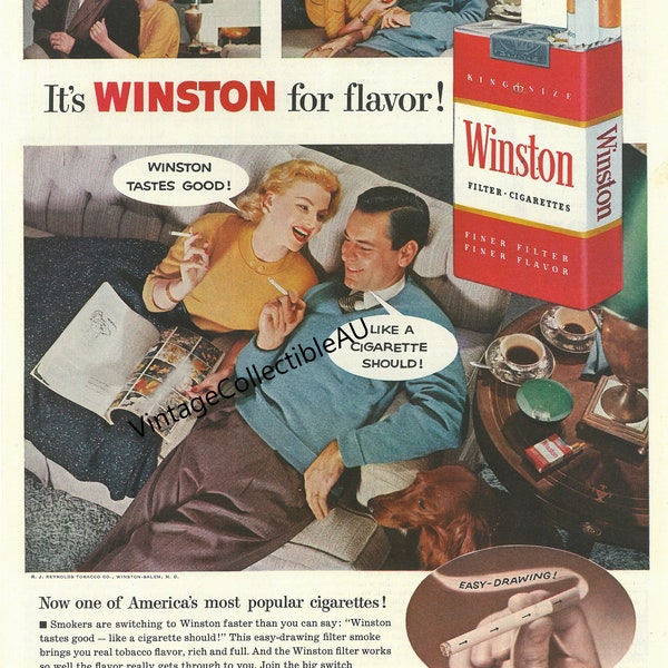 Vintage Winston Cigarette Advertisment 1950s: INSTANT DOWNLOAD