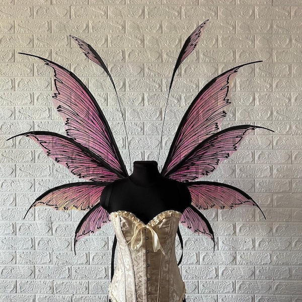 Rose iridescent fairy wings, Large fairy wings for cosplay