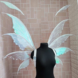 Iridescent white wings, Transparent fairy wings, Wedding fairy wings, Carnival wings