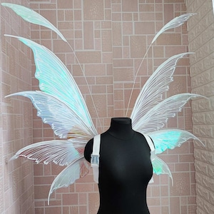 Iridescent white wings, Transparent fairy wings, Wedding fairy wings, Carnival wings