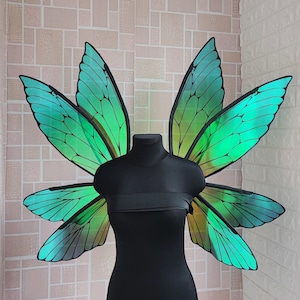 Green iridescent fairy wings, large fairy wings for adult costume cosplay