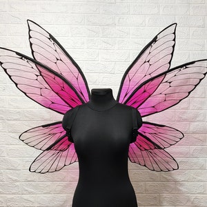 Red pink large fairy wings for adult, Faerie cosplay costume, Christmas costume