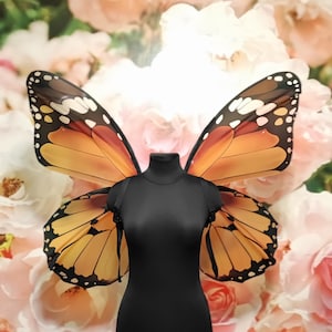 Large yellow orange butterfly wings, Monarch wings, Buttefly wings for adult