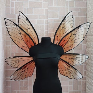 Orange fairy corset wings, Fairy wings for cosplay, Large plastic wings, Forest fairy wings
