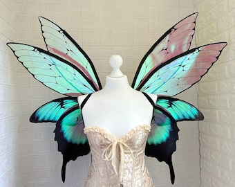 Transparent fairy wings, Iridescent butterfly wings, Wedding dark wings, elf wings, Festival costume