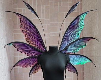 Paarse iriserende Fairy vleugels voor volwassenen, Fairy vleugels voor kostuum cosplay, grote Fairy vleugels, vleugels foto prop