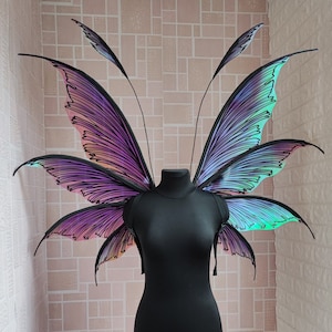 Purple iridescent Fairy wings for adult, Fairy wings for costume cosplay, Large Fairy wings, Wings photo prop