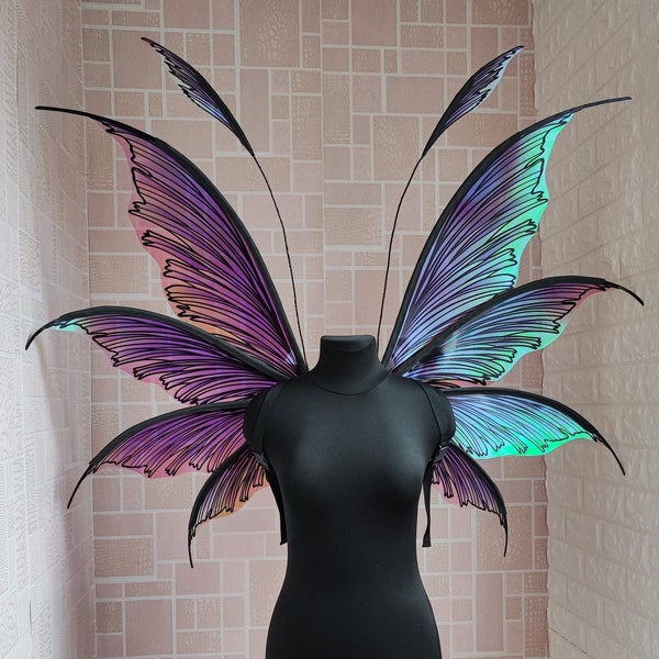 Paarse iriserende Fairy vleugels voor volwassenen, Fairy vleugels voor kostuum cosplay, grote Fairy vleugels, vleugels foto prop