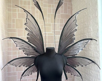 Black fairy wings, Glossy wings, Fairy wings for adults
