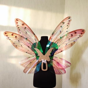 Iridescent cicada wings for costume, Fairy wings for adult, Butterfly wings, Wings photo prop.