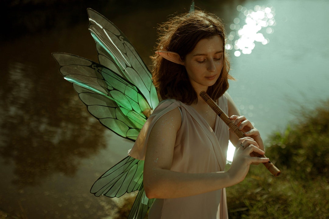 Green and blue fairy wings, Large plastic wings, Forest fairy wings, Fairy wings cosplay