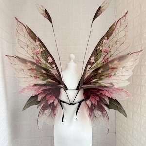 Forest fairy wings, Rose fairy wings, Leaf wings, Fairy wings for adult, Pink fairy wings, Natural fairy wings, Wings photoprop