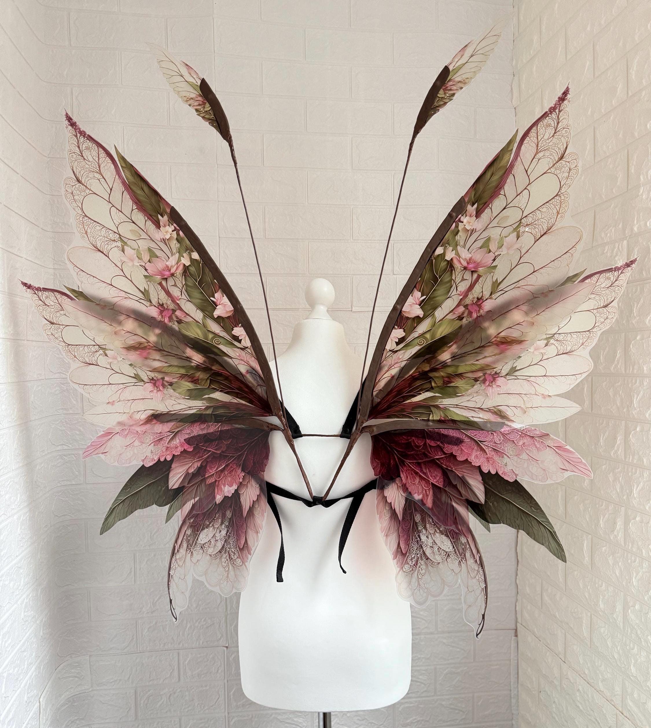 森の妖精の羽、バラの妖精の羽、葉の羽、大人の妖精の羽、ピンクの妖精