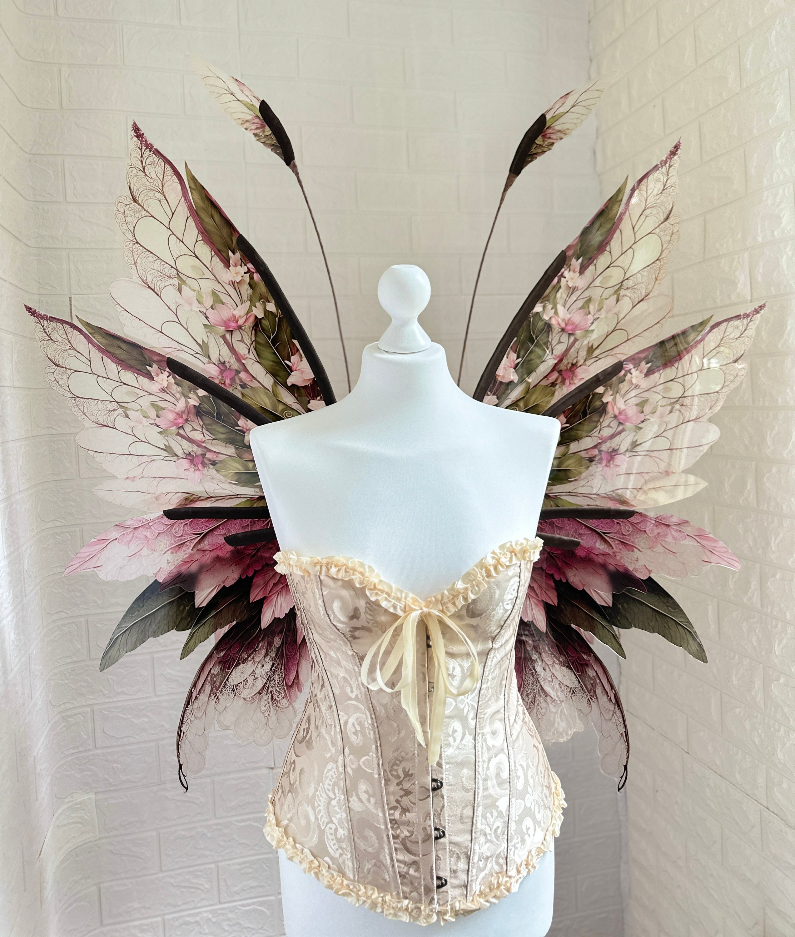 Forest fairy wings, Rose fairy wings, Leaf fairy wings, Fairy wings for adult, Pink fairy wings, Natural fairy wings