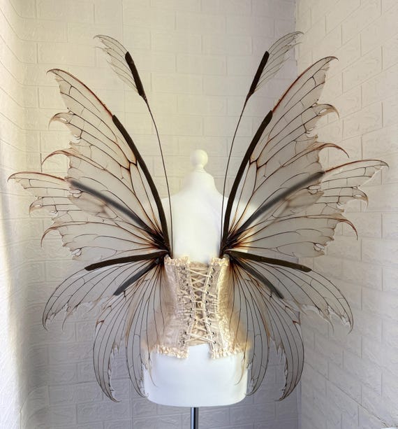 大人のためのスモーキーな透明妖精の羽、コスプレ、森の写真撮影、神秘