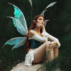 White iridescent fairy wings for adult, Fairy wings for costume cosplay, Large Fairy wings, Fairy wings photo prop